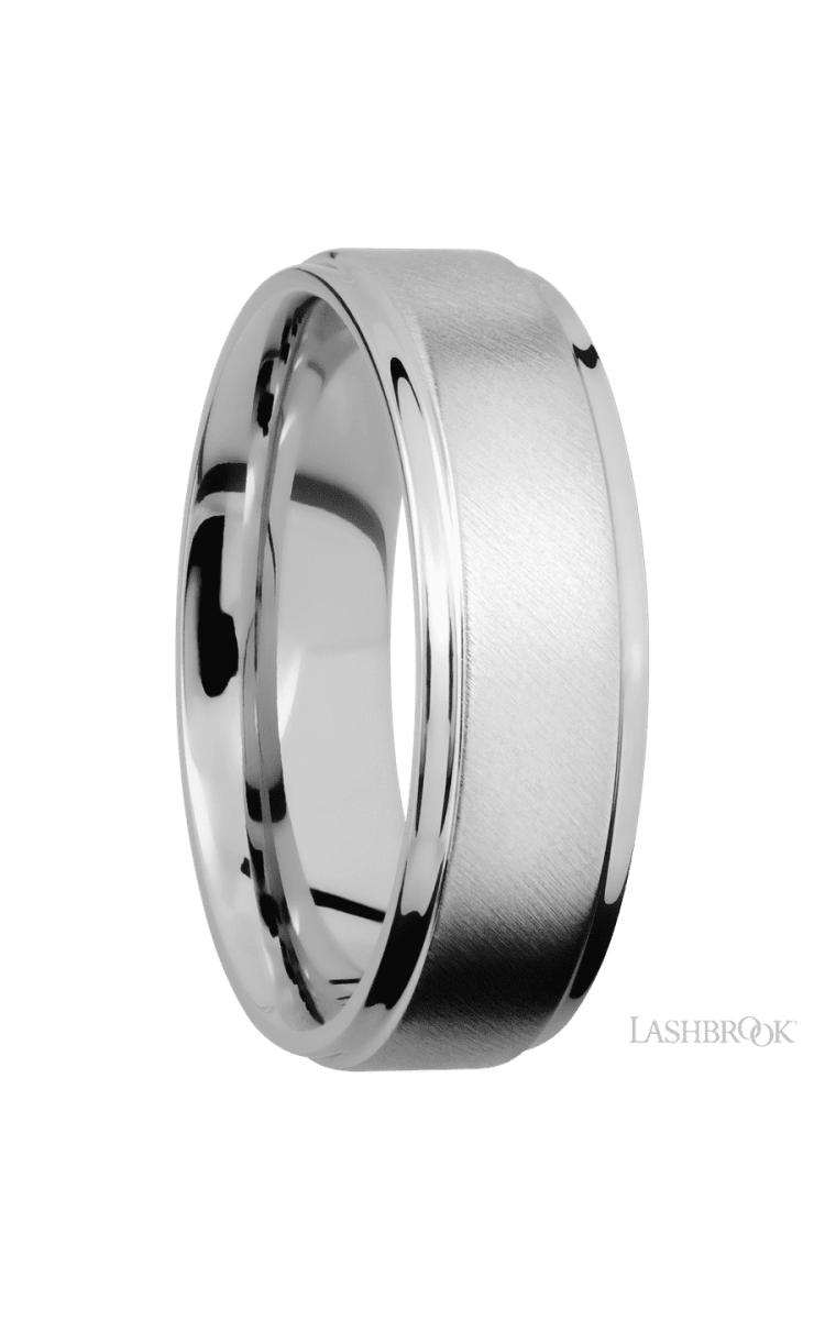 7 mm wide Flat Grooved Edges Cobalt Chrome band. - Diamonds By Rothschild