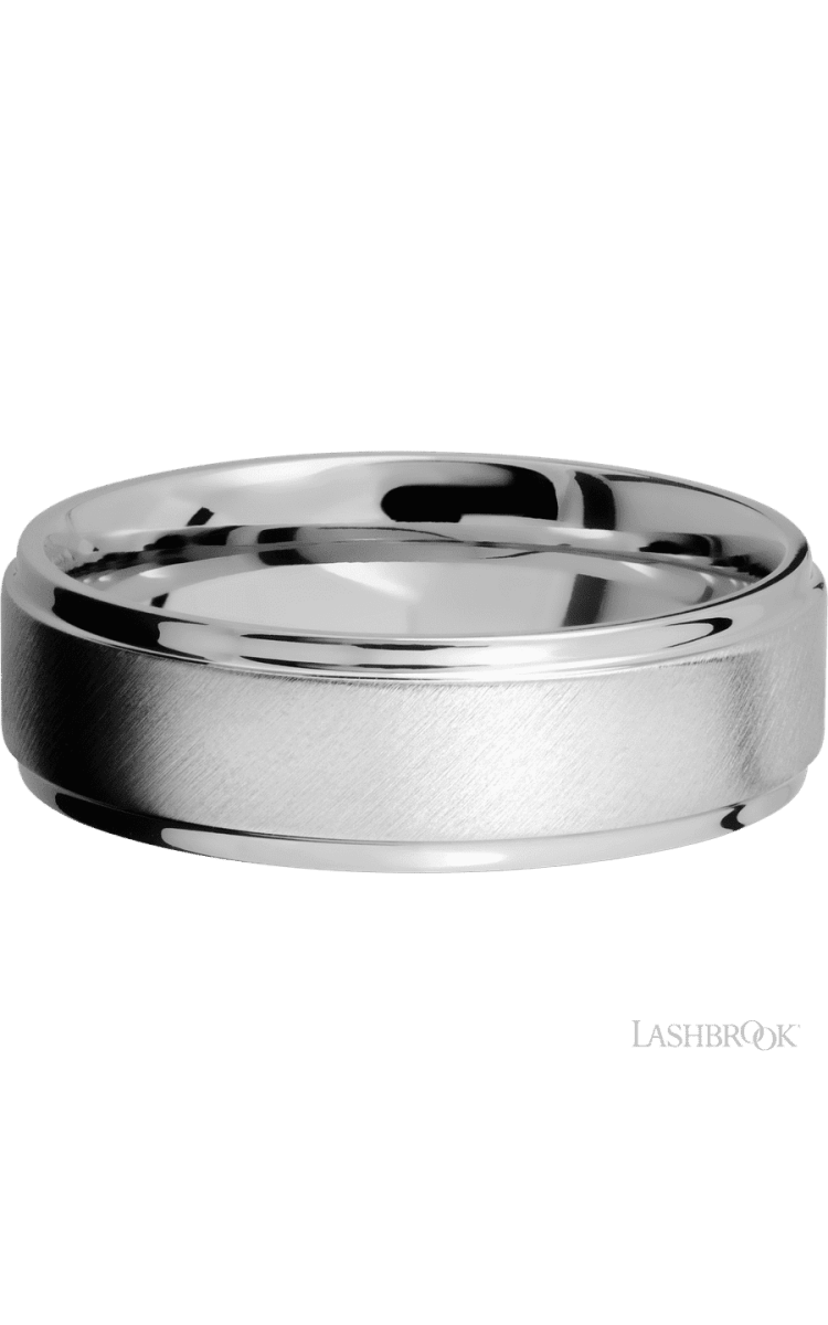 7 mm wide Flat Grooved Edges Cobalt Chrome band. - Diamonds By Rothschild