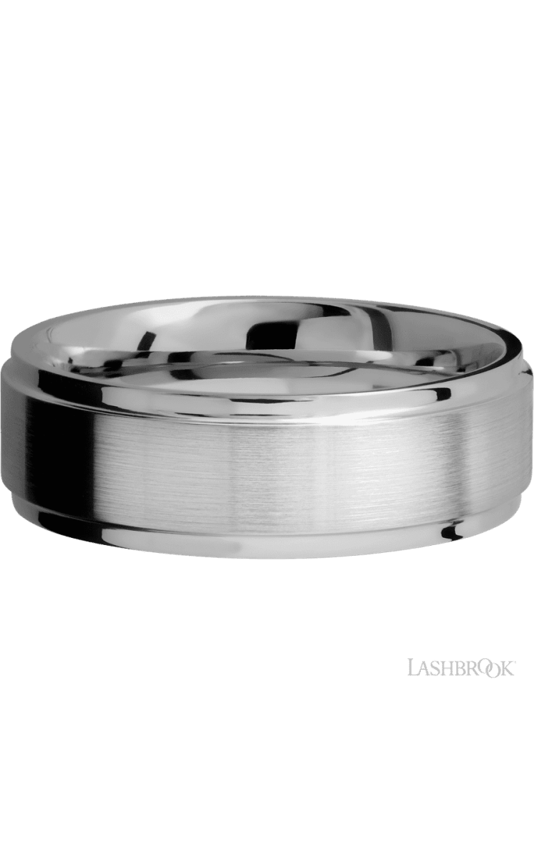 7 mm wide Flat Grooved Edges Titanium band. - Diamonds By Rothschild