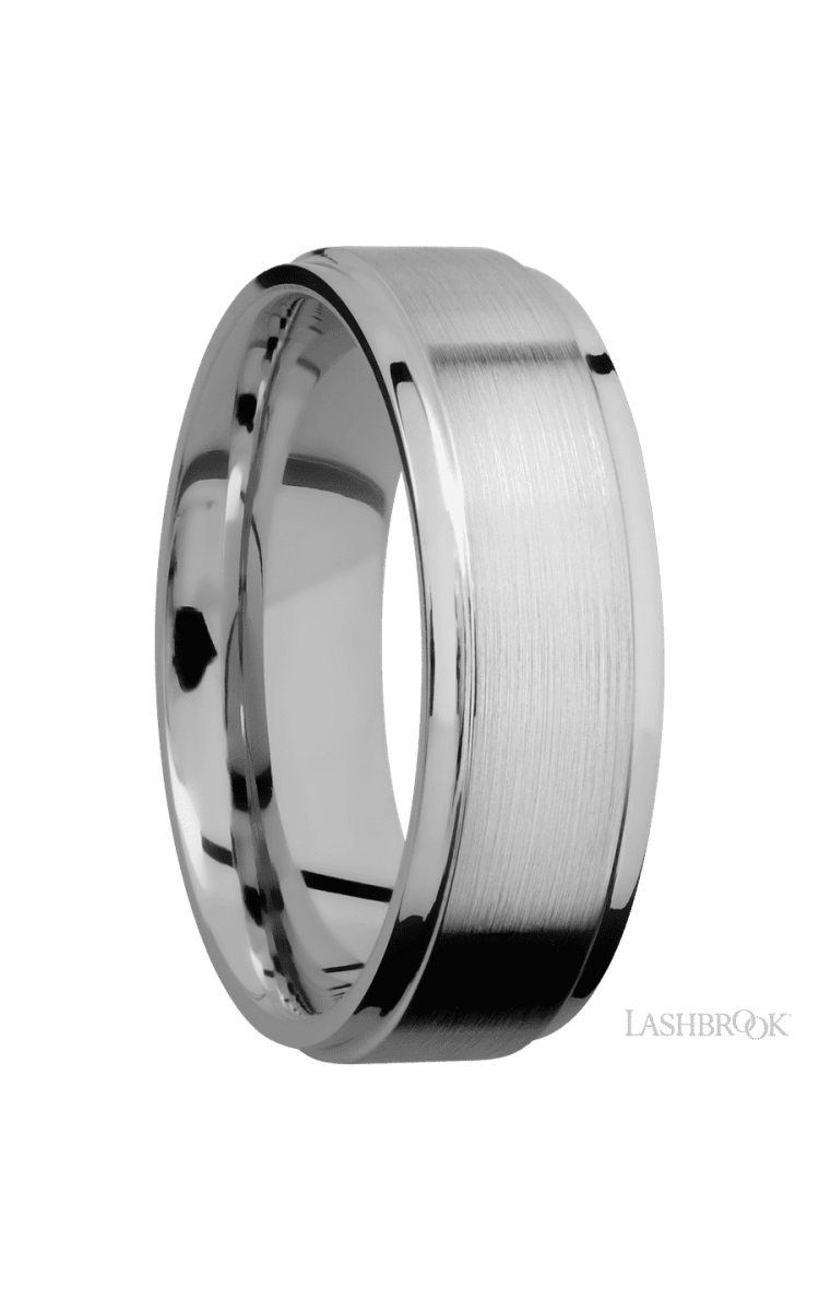 7 mm wide Flat Grooved Edges Titanium band. - Diamonds By Rothschild