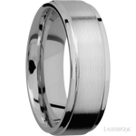 7 mm wide Flat Grooved Edges Titanium band. - Diamonds By Rothschild