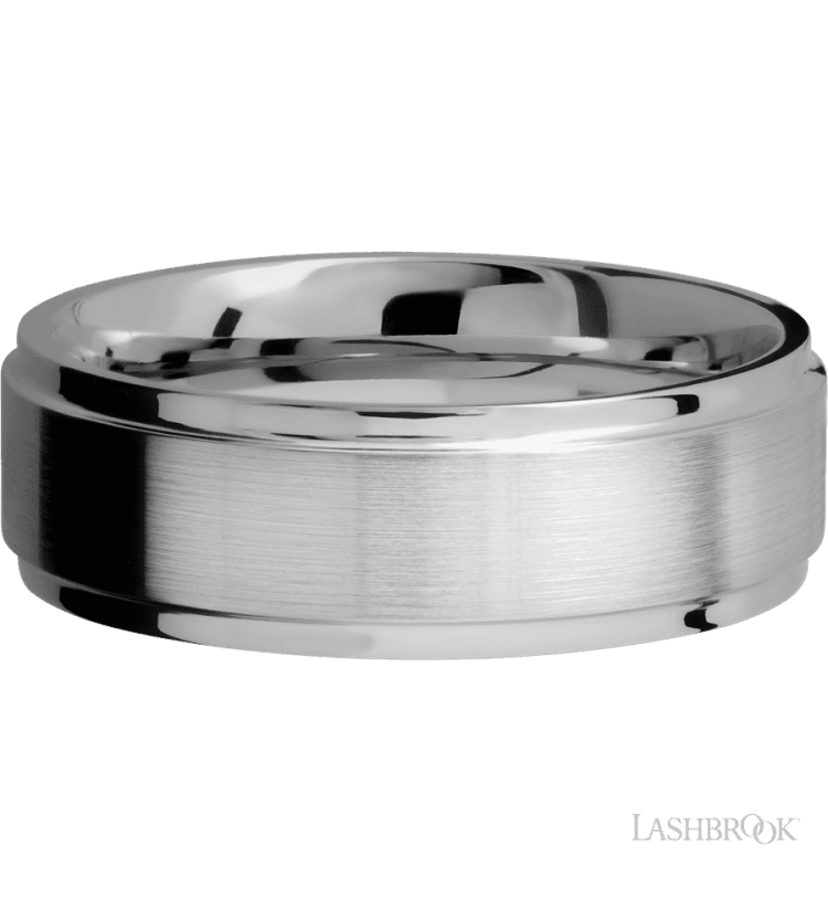 7 mm wide Flat Grooved Edges Titanium band. - Diamonds By Rothschild