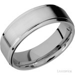 7 mm wide Flat Grooved Edges Titanium band. - Diamonds By Rothschild