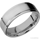 7 mm wide Flat Grooved Edges Titanium band. - Diamonds By Rothschild