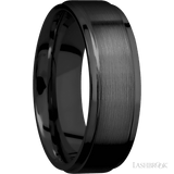 7 mm wide Flat Grooved Edges Zirconium band. - Diamonds By Rothschild