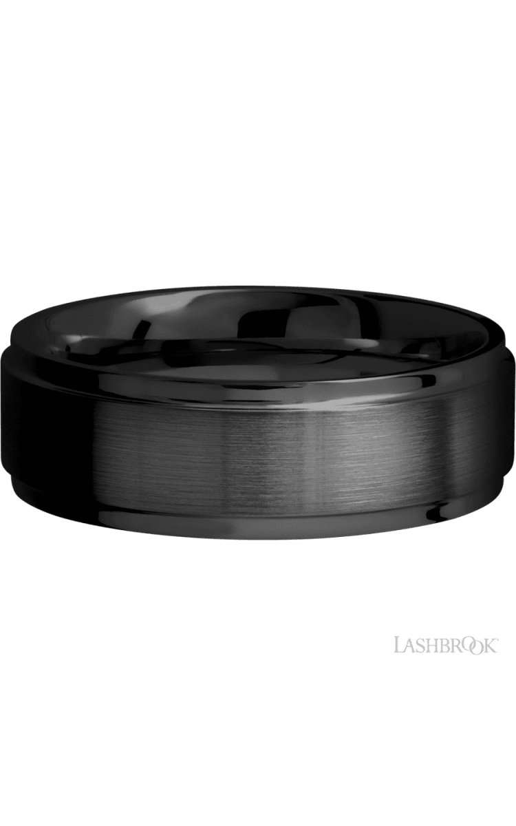 7 mm wide Flat Grooved Edges Zirconium band. - Diamonds By Rothschild