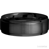 7 mm wide Flat Grooved Edges Zirconium band. - Diamonds By Rothschild