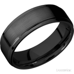 7 mm wide Flat Grooved Edges Zirconium band. - Diamonds By Rothschild