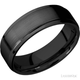 7 mm wide Flat Grooved Edges Zirconium band. - Diamonds By Rothschild