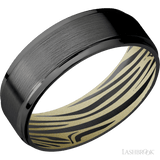 7 mm wide Flat Grooved Edges Zirconium band featuring a Bright Nickel sleeve. - Diamonds By Rothschild