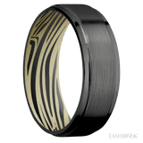 7 mm wide Flat Grooved Edges Zirconium band featuring a Bright Nickel sleeve. - Diamonds By Rothschild