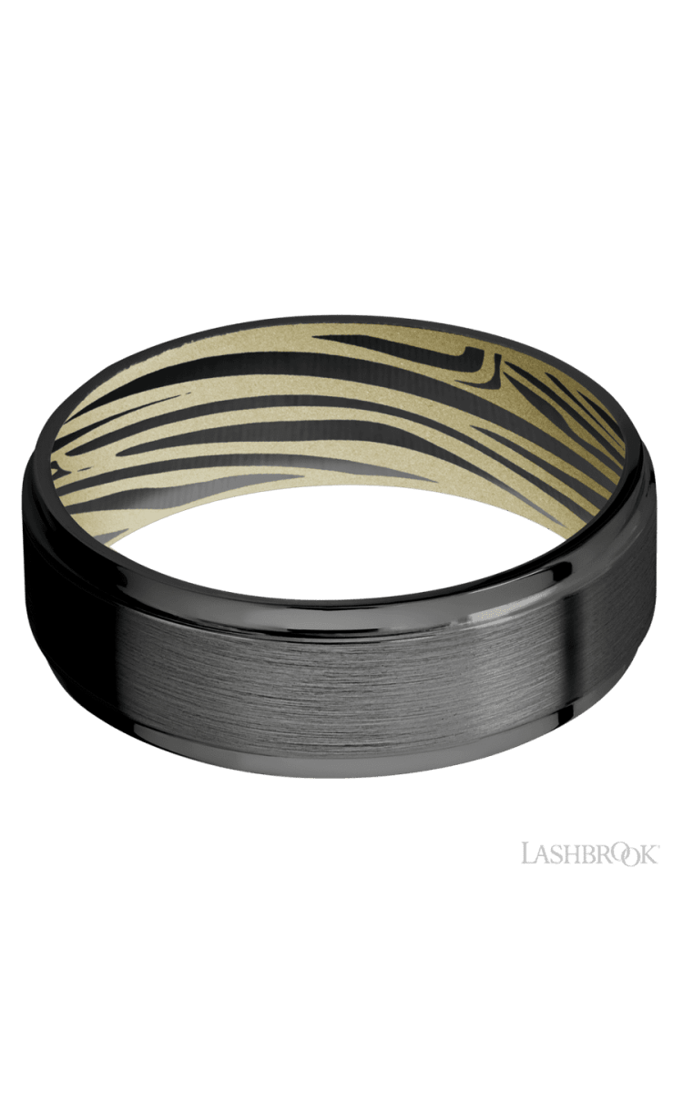 7 mm wide Flat Grooved Edges Zirconium band featuring a Bright Nickel sleeve. - Diamonds By Rothschild