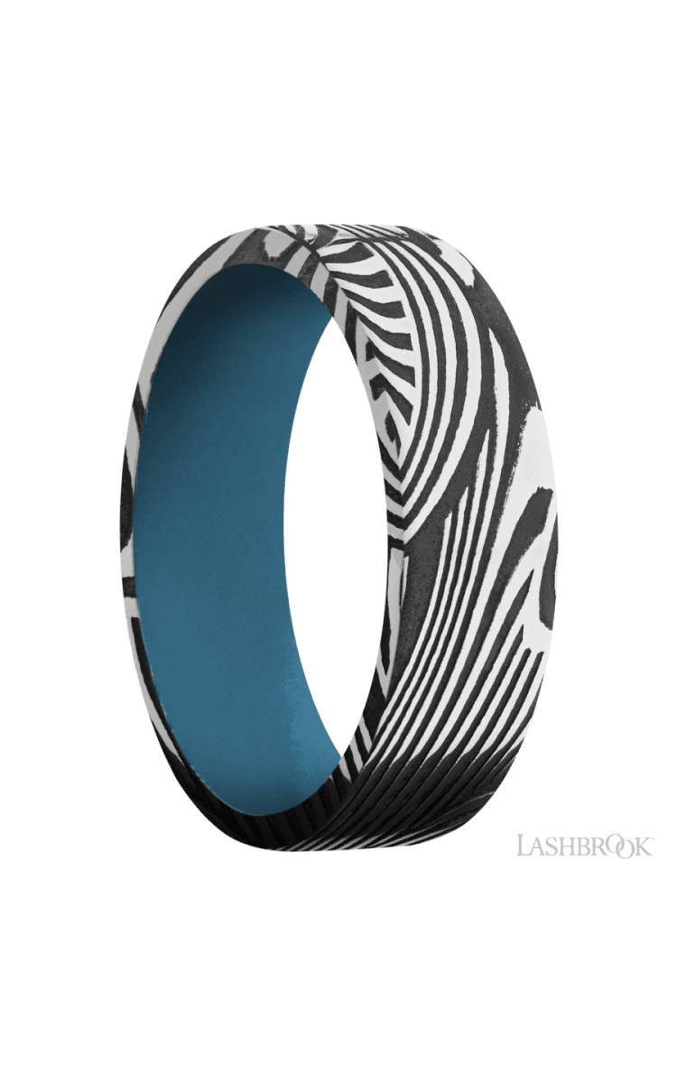 7 mm wide Flat Sunset band featuring a Royal Blue sleeve. - Diamonds By Rothschild