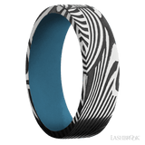 7 mm wide Flat Sunset band featuring a Royal Blue sleeve. - Diamonds By Rothschild