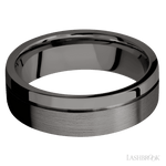 7 mm wide Flat with Off Center Accent Groove Tantalum Noir band. - Diamonds By Rothschild