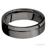 7 mm wide Flat with Off Center Accent Groove Tantalum Noir band. - Diamonds By Rothschild