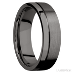 7 mm wide Flat with Off Center Accent Groove Tantalum Noir band. - Diamonds By Rothschild