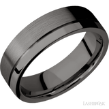 7 mm wide Flat with Off Center Accent Groove Tantalum Noir band. - Diamonds By Rothschild