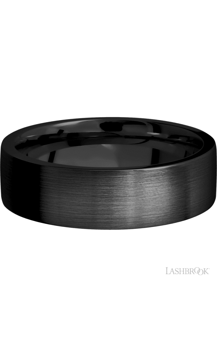 7 mm wide Flat Zirconium band. - Diamonds By Rothschild