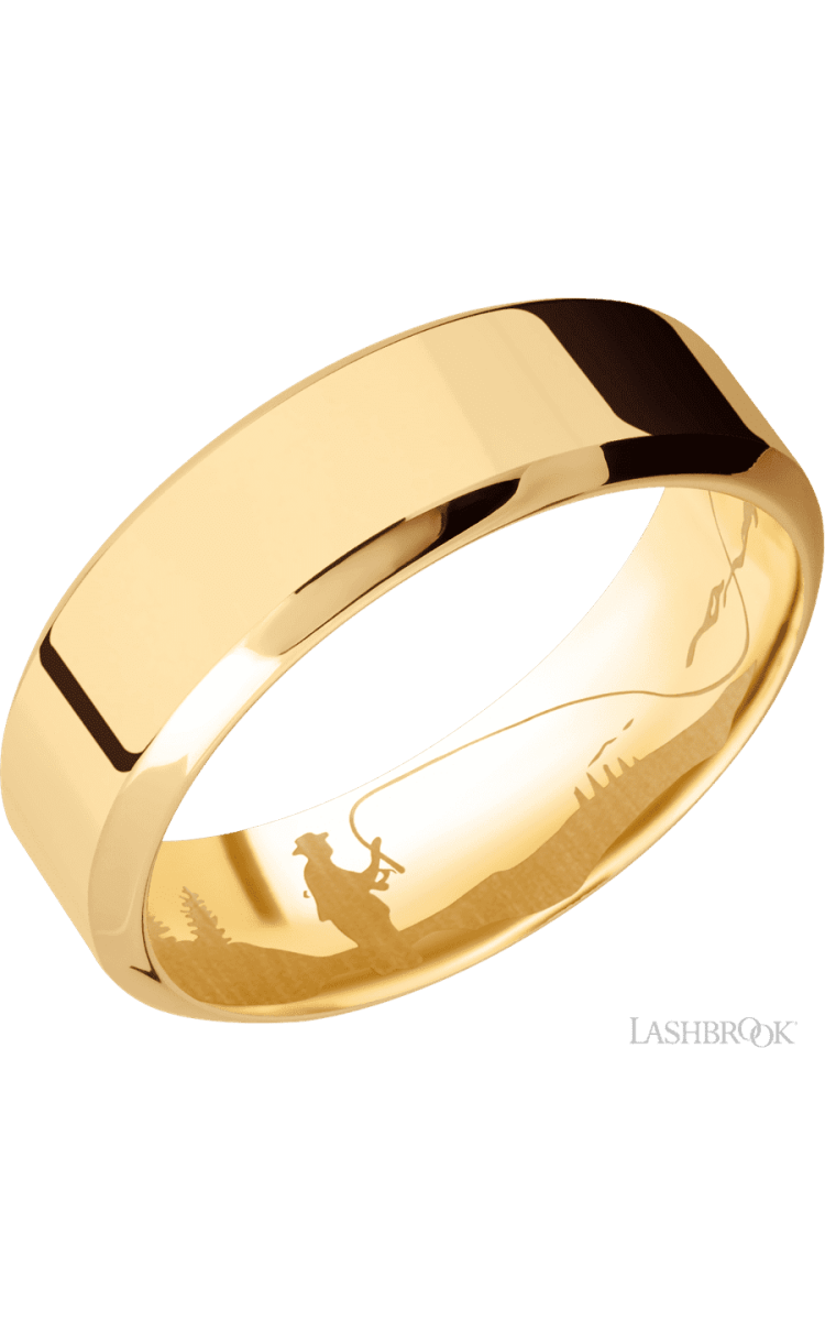7 mm wide High Bevel 14K Yellow Gold band. - Diamonds By Rothschild