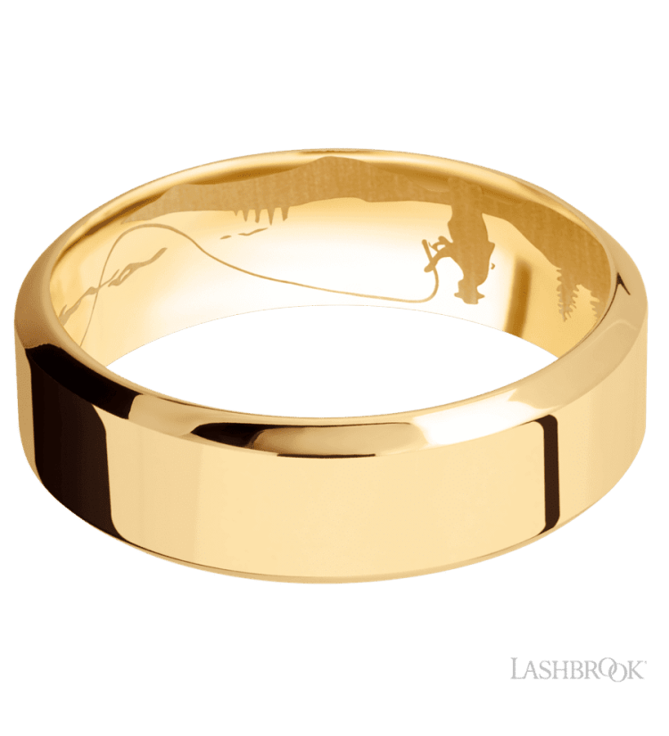 7 mm wide High Bevel 14K Yellow Gold band. - Diamonds By Rothschild