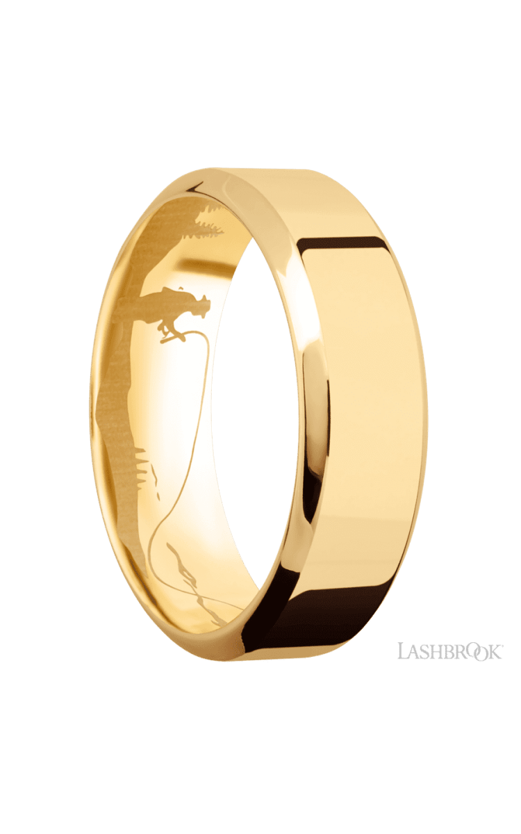 7 mm wide High Bevel 14K Yellow Gold band. - Diamonds By Rothschild