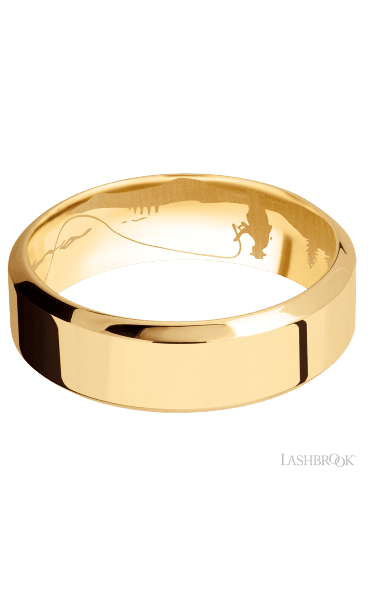 7 mm wide High Bevel 14K Yellow Gold band. - Diamonds By Rothschild