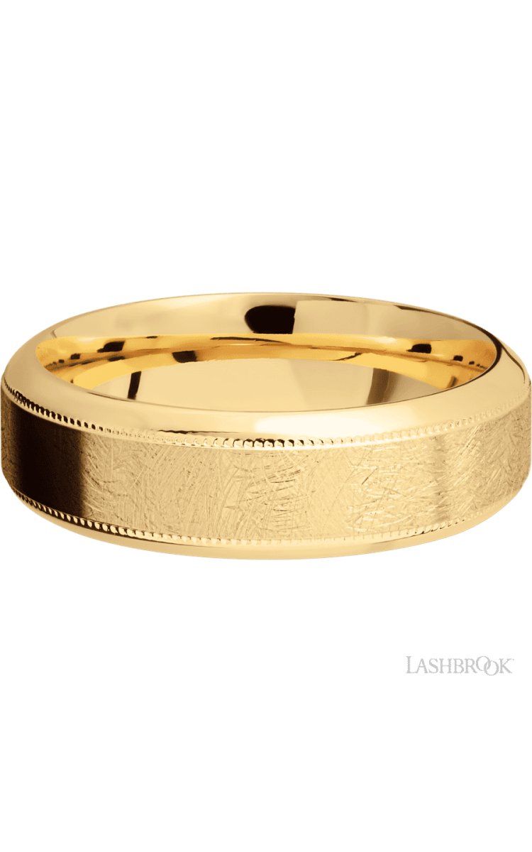 7 mm wide High Bevel Milgrain 14K Yellow Gold band. - Diamonds By Rothschild