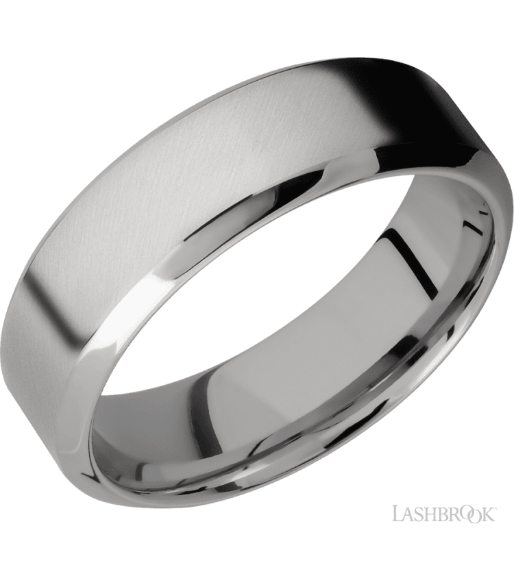 7 mm wide High Bevel Titanium band. - Diamonds By Rothschild