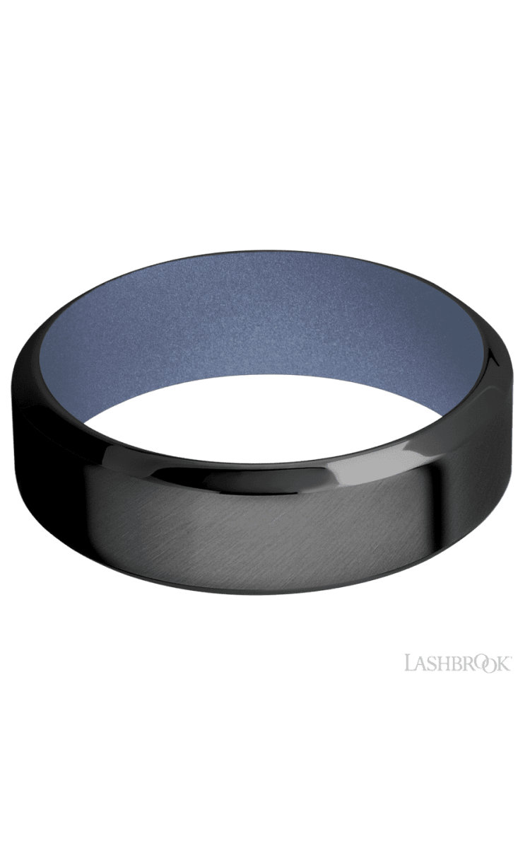 7 mm wide High Bevel Zirconium band featuring a Crushed Orchid sleeve. - Diamonds By Rothschild
