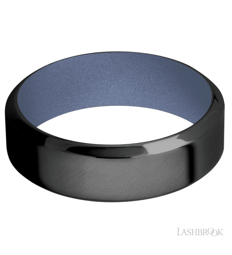 7 mm wide High Bevel Zirconium band featuring a Crushed Orchid sleeve. - Diamonds By Rothschild