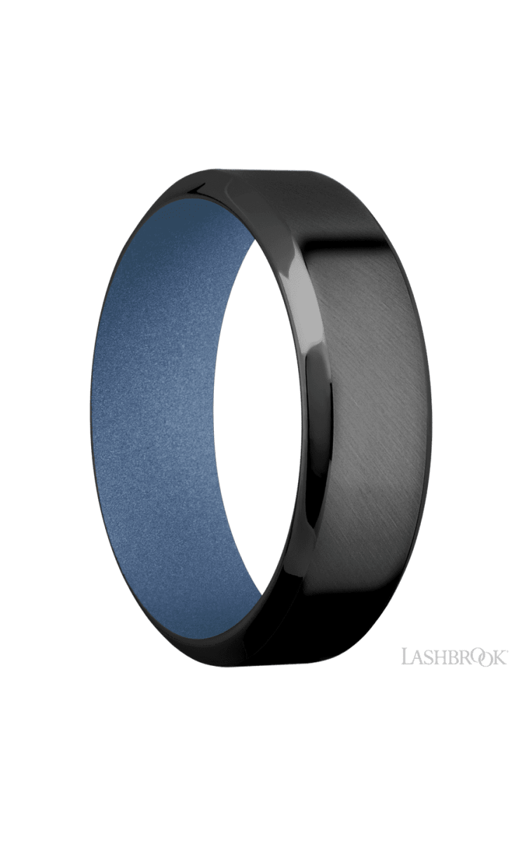 7 mm wide High Bevel Zirconium band featuring a Crushed Orchid sleeve. - Diamonds By Rothschild