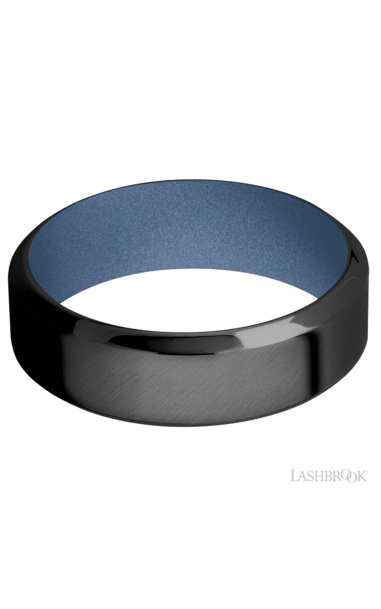 7 mm wide High Bevel Zirconium band featuring a Crushed Orchid sleeve. - Diamonds By Rothschild