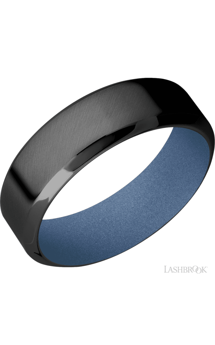 7 mm wide High Bevel Zirconium band featuring a Crushed Orchid sleeve. - Diamonds By Rothschild