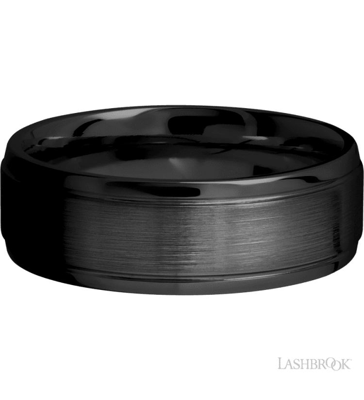 7 mm wide Stepped Bevel Zirconium band. - Diamonds By Rothschild