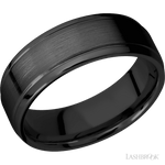 7 mm wide Stepped Bevel Zirconium band. - Diamonds By Rothschild