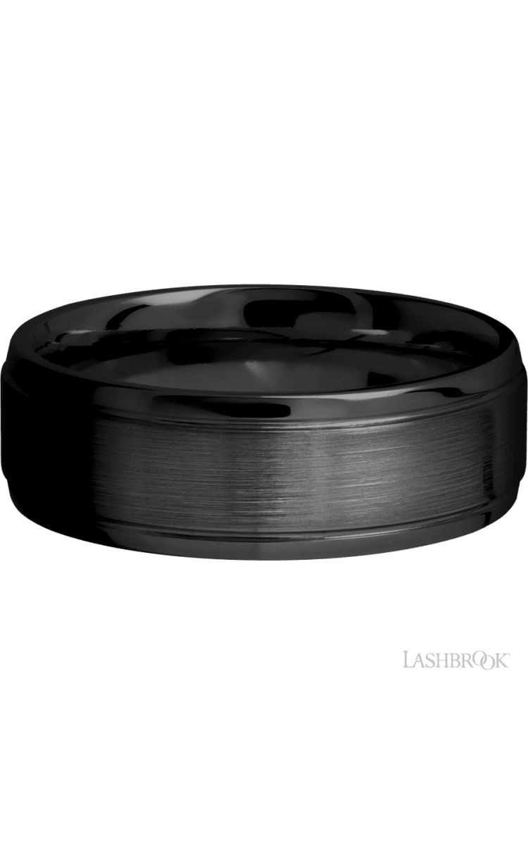 7 mm wide Stepped Bevel Zirconium band. - Diamonds By Rothschild