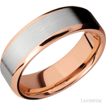 7 mm wide/Beveled/14K Rose Gold band with one 5 mm Centered inlay of 14K White Gold. - Diamonds By Rothschild