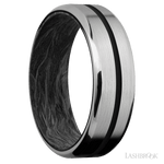 7 mm wide/Beveled/Titanium band with one 1 mm Centered inlay of Black also featuring a Forged Carbon Fiber sleeve. - Diamonds By Rothschild