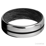 7 mm wide/Beveled/Titanium band with one 1 mm Centered inlay of Black also featuring a Forged Carbon Fiber sleeve. - Diamonds By Rothschild