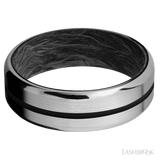 7 mm wide/Beveled/Titanium band with one 1 mm Centered inlay of Black also featuring a Forged Carbon Fiber sleeve. - Diamonds By Rothschild
