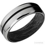 7 mm wide/Beveled/Titanium band with one 1 mm Centered inlay of Black also featuring a Forged Carbon Fiber sleeve. - Diamonds By Rothschild