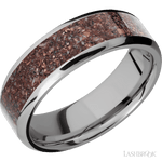 7 mm wide/Beveled/Titanium band with one 5 mm Centered inlay of Dinosaur Bone Mixed. - Diamonds By Rothschild