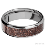 7 mm wide/Beveled/Titanium band with one 5 mm Centered inlay of Dinosaur Bone Mixed. - Diamonds By Rothschild
