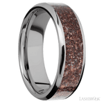 7 mm wide/Beveled/Titanium band with one 5 mm Centered inlay of Dinosaur Bone Mixed. - Diamonds By Rothschild