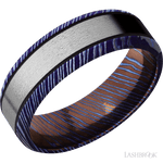 7 mm wide/Beveled/Titanium Damascus band with one 4 mm Centered inlay of Titanium. - Diamonds By Rothschild