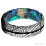 7 mm wide/Beveled/Woodgrain band with one 1 mm Centered inlay of Black also featuring a Abalone sleeve. - Diamonds By Rothschild