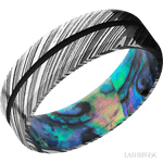 7 mm wide/Beveled/Woodgrain band with one 1 mm Centered inlay of Black also featuring a Abalone sleeve. - Diamonds By Rothschild