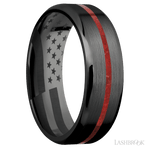 7 mm wide/Beveled/Zirconium band with one 1 mm Centered inlay of Coral. - Diamonds By Rothschild