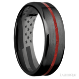 7 mm wide/Beveled/Zirconium band with one 1 mm Centered inlay of Coral. - Diamonds By Rothschild